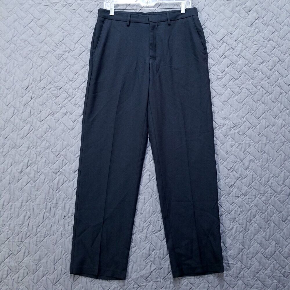 HAGGAR Dress Pants Mens 32x30 Black Standards Straight Fit‎ Super Flex Waistband